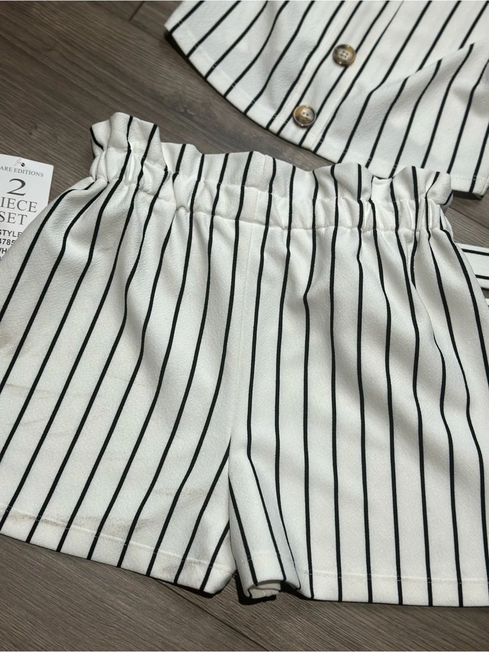Rare Editions White and Black Striped 2-Piece Girls Set